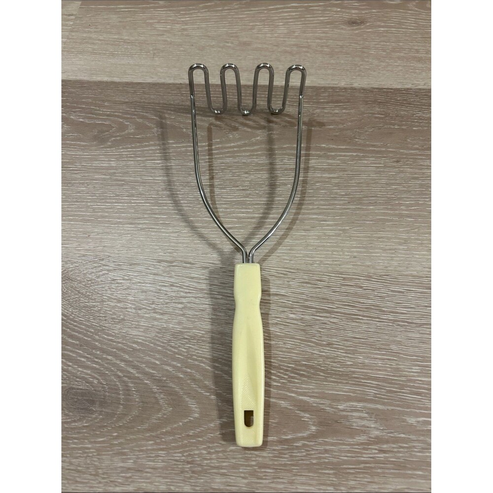 Vintage Cream Handle Stainless Steel Potato Masher - Unbranded